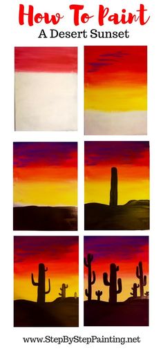 how to paint desert sunset with different colors