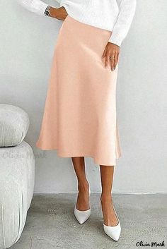 Olivia Mark - High-waisted Satin Cocktail Party and Wedding Long Skirt Yoga Prints, Satin Midi Skirt, Elegant Skirt, Tennis Skirt, Types Of Skirts, Olivia Mark, Cocktail Party, Long Skirt, High Waisted Skirt