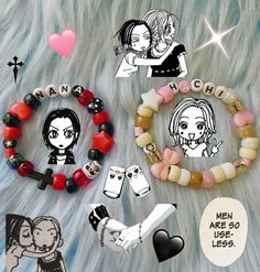 Nana And Hachi Bracelet, Anime Beaded Bracelets, My Little Pony Bracelets, Gojo Bracelet, Bracelet Pony Beads, Perler Bead Bracelet, Pony Beads Bracelet, Character Bracelets, Duo Bracelets