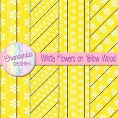 white flowers on yellow wood background with the words grandma design written in pink and purple