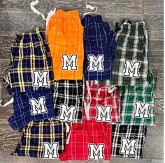 Super cute pajama pants!! So comfy <3 These are a really nice flannel high quality material.  Pants come in so many different colors, so we will match the pant color to your logo colors as best as possible. If you want a specific color please message us! Will be personalized with your school, team, camp, company logo or any custom image/logo. Cute college commitment gift or gift for a new roommate or camper! Bed Party, Logo Colors, Image Logo, Plaid Pajama Pants, Flannel Pants, School Team, Plaid Pajamas, College Team, Cute Pajamas