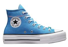 PRICES MAY VARY. Brand: Converse Closure Type: Lace-Up Outer Material: Synthetic Baby Blue Converse Platform, Peach Shoes, Converse All Star White, Womens High Top Shoes, Converse Womens, Embroidered Bracelet, Chuck Taylor All Star Lift, Converse New, Top Sneakers Women