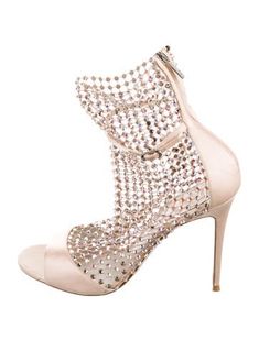 René Caovilla Satin PumpsMetallic & NeutralsPeep-Toes with Crystal EmbellishmentsZip Closures at Shafts Best Bridal Shoes, Nude Heeled Sandals, Rene Caovilla Shoes, Cycling Shoes Women, Bridal Heels, Rene Caovilla, Bootie Sandals, Leather Slide Sandals, Buy Shoes Online