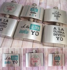 six different types of flasks with the words la ulitta in spanish