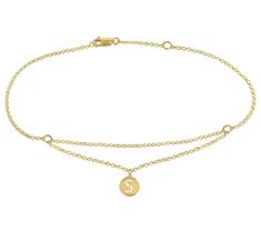 Pep up your stride and flaunt your personality by adding this elegant anklet adorned with a personalized motif. From Heights Jewelers. Personalized Gold Elegant Anklets, Elegant Personalized Gold Anklets, Elegant Gold Personalized Anklets, Anklet With Charms, Initial Anklet, Elegant Anklet, Initial A, Gold Anklet, Ankle Bracelet