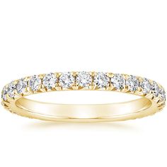 Luxe Sienna Diamond Wedding Ring - 18K Yellow Gold. This luminous ring is adorned with glittering French pavé-set diamonds that extend three-fourths of the way around the finger, making it the perfect wedding or anniversary band. Luminous Ring, Matching Wedding Ring Sets, Brilliant Earth Rings, Unique Engagement Ring Settings, Matching Wedding Rings, Diamond Bridal Sets, Yellow Gold Setting, Diamond Wedding Ring, Brilliant Earth