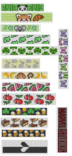 the cross stitch pattern is shown in different colors