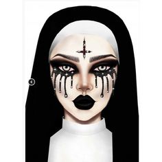 Buy Costume Accessories Possessed adhesive face jewels sold at Party Expert Nun Halloween Costume, Nun Halloween, Fantasy Make-up, Halloweenský Makeup, Halloween Make-up Looks, Nun Costume, Makeup Face Charts, Halloween Makeup Inspiration, Halloween Tattoo