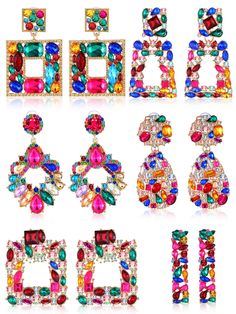 PRICES MAY VARY. Package Includes: you will receive 6 pairs of jewel earrings in 6 styles; Sufficient quantities and different styles can meet your daily replacement and matching needs, and you can also share them with your family and partners Exquisite Workmanship: the colorful dangle earrings are mainly made of rhinestones and metal, which are lightweight and comfortable to wear; Exquisite workmanship ensures that they are not easy to fade and have long service life Charming Design: multicolor Bejeweled Earrings, Earrings For Prom, Teardrop Diamond, Bling Earrings, Multicolor Earrings, Prom Earrings, Earrings Colorful, Jeweled Earrings, Gem Earrings