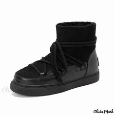 Olivia Mark - Premium Snow Boots with Thick Soles, Cross-Band Closure, Rounded Toe and Enhanced Molded Design Stylish Running Shoes, Fur Snow Boots, Boot Types, Lace Up Ankle Boots, Designer Boots, Rubber Heels, Platform Sneakers, Short Boots, Cross Straps