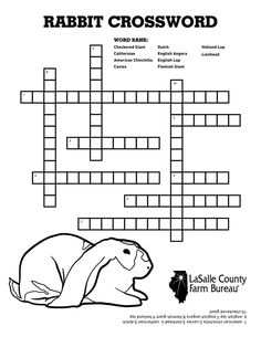 the rabbit crossword is shown in black and white with an animal laying on it's side