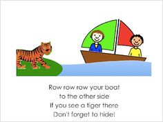 a boy and a tiger on a boat with the caption row row your boat to the other side if you see a tiger there don't forget to ride