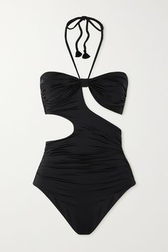 Johanna Ortiz's 'Baboon Call' swimsuit is strategically cutout to reveal sultry flashes of skin. Made by local Colombian artisans, it's ruched through the front and has a plunging neckline tempered by halterneck ties. The inky-black is classic and easy to style.<br><br> This product was Locally Made and supports Craft and Community. Find out more about NET SUSTAIN <a href="https://www.net-a-porter.com/en-gb/campaigns/net-sustain">here.</a> Halter Neck Swimsuit, Best Swimsuits, Johanna Ortiz, Baboon, Swim Fashion, Black Swimsuit, Black Stretch, Plunging Neckline, Black Media