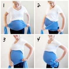 a pregnant woman is holding her belly in three different ways