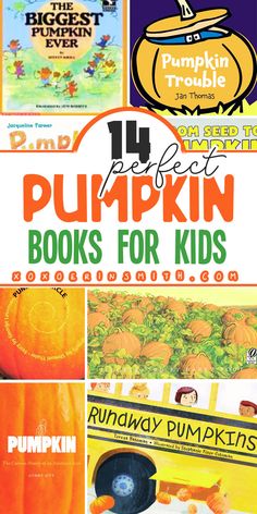 collage of the best pumpkin books for kindergarten Pumpkin Science, Gail Gibbons, Parts Of A Pumpkin, Five Little Pumpkins, Fall Lesson Plans, Pumpkin Books, Biggest Pumpkin, Fall Lessons, Kindergarten Books