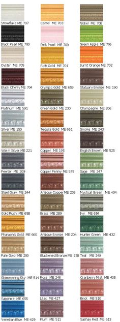 the color chart for different fabrics