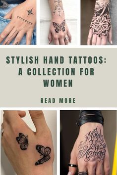 several different tattoos are shown with the words,'stylish and tattoos - a collection for women read more '