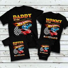 two matching shirts that say, daddy and daughter are in the same car with each other