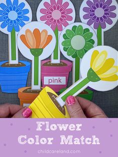 a hand holding a flower color match with flowers in the background