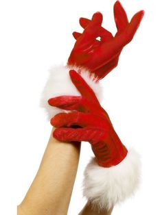 ... Christmas Fancy Dress, Santa Claus Costume, Santa Costume, Fashion Gloves, Gloves Fashion, Red Gloves, Holiday Costumes, Santa Suits, Fancy Dress Accessories