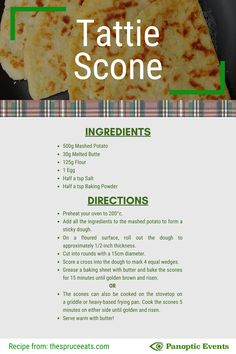 the recipe for taquita scones is shown in green and white stripes on a black plate