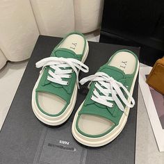 Product Title :Lace-Up Platform Slide SandalsProduct Measurements cm Size Heel Height 35 3 36 3 37 3 38 3 39 3 40 3 35 1.2 36 1.2 37 1.2 38 1.2 39 1.2 40 1.2 Product Details Material: Outsole: Rubber;\nLining: PU;\nInsole: PU;\nUpper: PU Color: Normal Edition - Black Gothic Punk Fashion, Kawaii Store, Vintage Pumps, Coastal Aesthetic, Harajuku Outfits, Spring Sandals, Platform Slides, Platform Slippers, Elegant Shoes