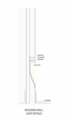 the recessed wall and light details are shown in this drawing, which shows how to install