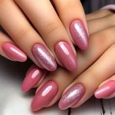 Pink Chrome Nails, Pink Chrome, Simple Gel Nails, Chrome Nails, Love Nails, Trendy Nails, Beautiful Nails, Nail Colors, Gel Nails