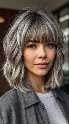 Elevate Your Look with Stacked Long Bob Ha Stacked Long Bob Haircut, Stacked Long Bob, Bob Haircut Medium, Gray Hairstyles With Bangs, Bob Haircut Medium Length, Haircut Medium Length, Medium Length Hairdos, Gray Hairstyles, Haircut Medium