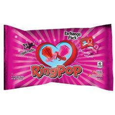 a pink candy bar with the word ringpop on it's front and an image of