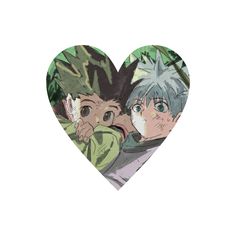 an image of two anime characters in the shape of a heart on a white background