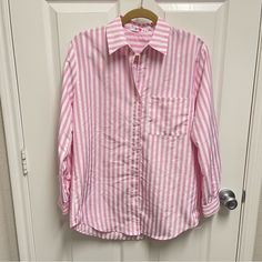 New. Size Small. Oversized Longsleeve Button Down In Pink And White Stripes. Part Of A Set But No Bottoms Available. Just Selling The Shirt. Chest Pocket. No Trades. J3 Daytime Button-up Blouse With Button Closure, Oversized Longsleeve, Buddy Love, Pink And White Stripes, Pink And White, Chest Pocket, White Stripe, Pink White, Button Downs