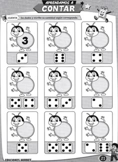 an activity sheet for children to learn how to count the numbers in spanish and english