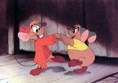 two cartoon mouses are playing with each other