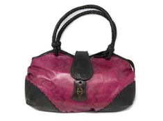 Handmade leather bag/ Exclusive bi-colored / made in West Africa BG39 - Tess World Designs Purple Leather Satchel, Purple Leather Clutch Bag, Handmade Pink Leather Bags, Pink Handmade Leather Shoulder Bag, Handmade Pink Leather Shoulder Bag, African Symbols, Handmade Leather Bag, Leather Bags Handmade, African Fabric