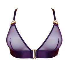 Triangle bra with front opening BORDELLE Retta Chantal Thomass, Dita Von Teese, Triangle Bra, Deep Purple, Front Open, Lingerie, Satin, Range, Bra