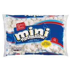 a bag of white marshmallows on a white background