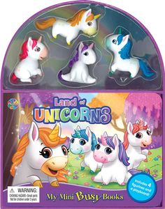 the littlest unicorns mini bust books are packaged in purple packaging with four different colors