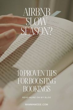 a person reading a book with the title, how to prepare for an airbnb slow season?