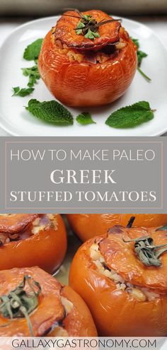 how to make paleo greek stuffed tomatoes with herbs on top and in the middle