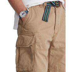 A casual essential for warmer days, this surplus-inspired cargo short is cut for a comfortable, relaxed fit. Wear it with your favorite T-shirt, or dress it up with a braided-leather belt..Approx. model height is 6'1' and he is wearing a size medium.Approx. inseam: 10-1/2'.Standard-rise belted waist, flat front.Zip fly with button closure.Angled front pockets, layered cargo pocket styling at the thighs and back.Twill logo patch at back hip.Relaxed through the leg.Belt loops.Two back buttoned poc Braided Leather Belt, Leg Belt, Cargo Short, Clothing Pants, Cargo Pocket, Braided Leather, Polo Ralph Lauren Mens, Model Height, Men's Shorts