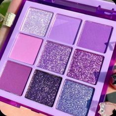 Purple Eyeshadow Pallete, Purple Makeup Palette, Veronika Core, Green Eyeshadow Palette, Purple Eyeshadow Palette, Glitter Pigment Eyeshadow, Pastel Things, Pastel Eyeshadow Palette, Colorful Eyeshadow Palette