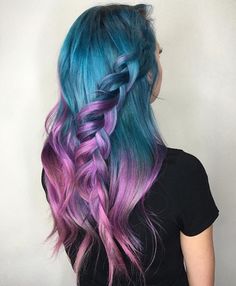 blue to purple Nails Mermaid, Mermaid Effect, Mermaid Hair Color, Best Hair Dye, Girl Hair Colors, Coloured Hair, Hair Color Pastel, Beautiful Hair Color, Hair Colours