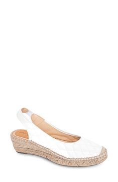 A braided cap toe adds to the handcrafted look of this slingback espadrille style with a luxe suede upper, leather lining and a grippy rubber sole. 2" heel; 3/4" platform Elasticized slingback strap Leather upper and lining/rubber sole Made in Spain Women's Shoes Casual Slingback Pumps For Beach In Spring, Casual Leather Espadrilles With Woven Detail, Spring Cushioned Slingback Pumps With Round Toe, Spring Slingback Platform Espadrilles, Spring Platform Slingback Espadrilles, Spring Espadrille Slingback Sandals With Woven Sole, Casual Platform Slingback Pumps For Spring, Casual Espadrille Wedge Slingback Sandals, Casual Slingback Pumps For Beach, Spring Season