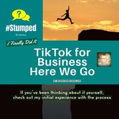 a person jumping up into the air on top of a hill with text that reads tik tok for business here we go