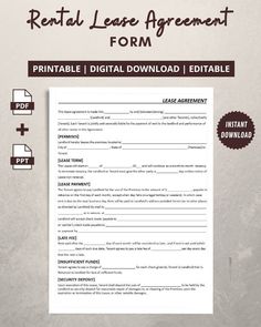 the rental agreement form is shown in this file, and it includes two separate documents