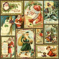 an old fashioned christmas card with santa claus