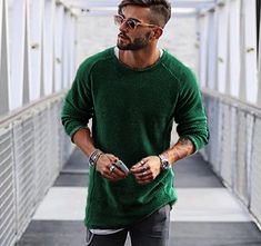 Men's Casual Long Sleeves Sweater – The Men's Outfits Minimalism Fashion, Black Outerwear, Mens Knit Sweater, Long Jumpers, Mens Pullover Sweater, Pullover Mode, Mens Fashion Edgy, Knit Men, Europe Trip