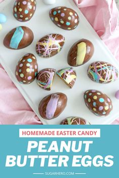 homemade easter candy peanut butter eggs on a tray