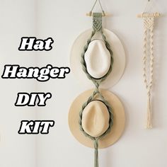 three hats hanging on a wall with the words hat hanger diy kit